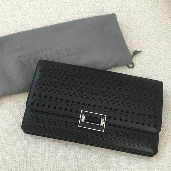 Alexander McQueen Laser Cut Leather Clutch - Picture 1 of 4